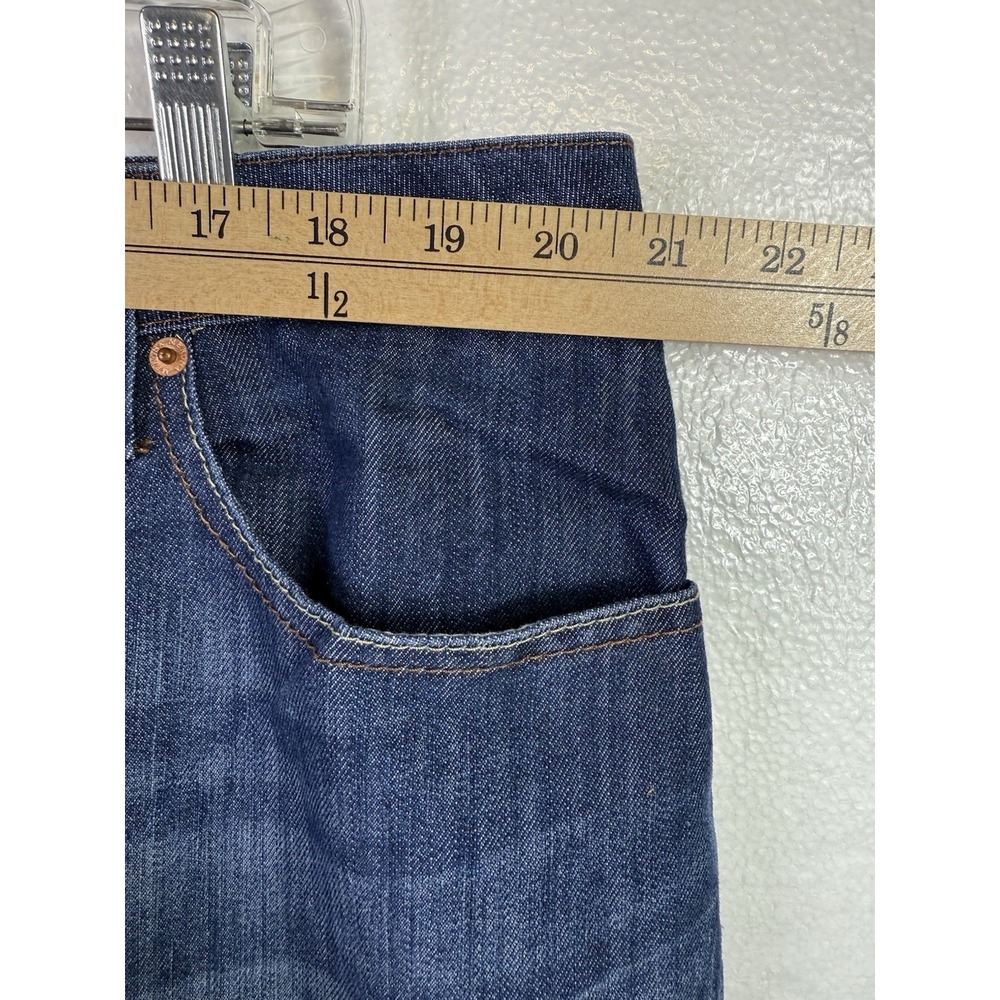 Merona Womens Crop Denim Capri Jeans 20W Blue Dark Wash Rolled Cuff Distressed - Picture 6 of 8